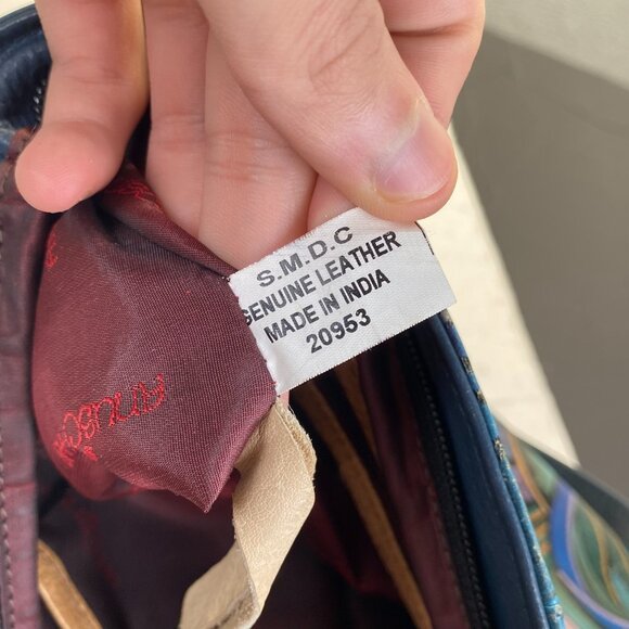 Gorgeous Anuschka Bag. Hand Painted Shoulder Bag. Blue And Rose Pattern. - Picture 13 of 16